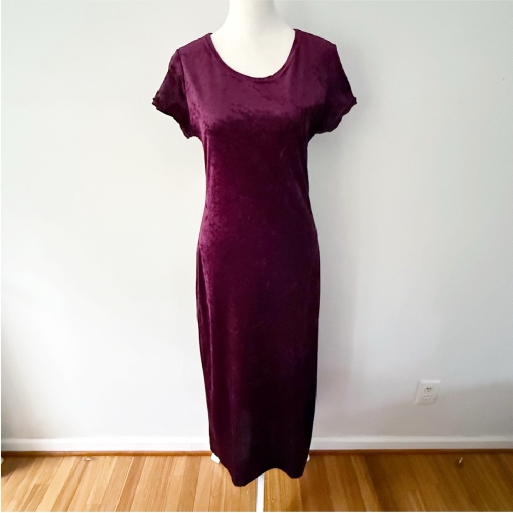 Vintage Women Velvet Maxi Dress Medium Y2K Whimsigoth Fairy Grunge Vamp Purple